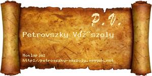 Petrovszky Vászoly névjegykártya